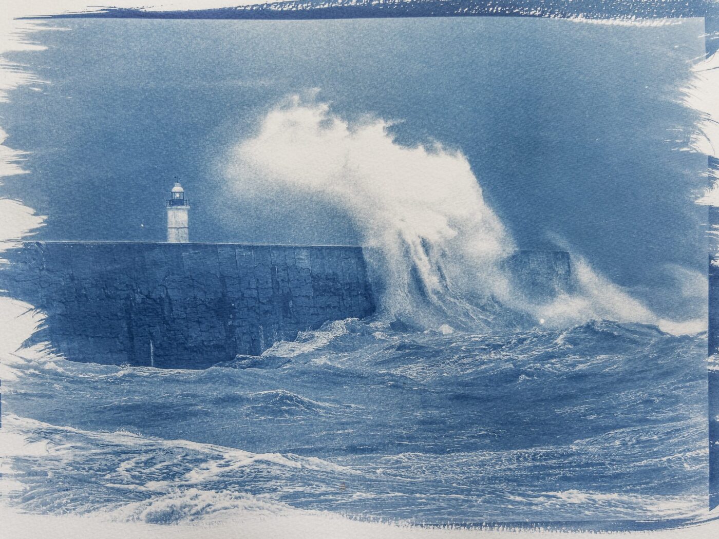 Stormy cyanotype seas